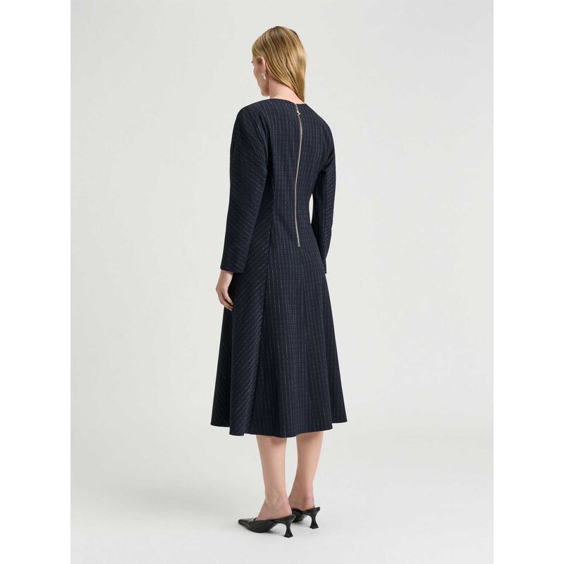 Veronika Maine Navy Pinstripe Panelled Midi Dress image number 1